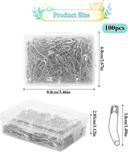 100 قطعة من دبابيس أمان اللحف، دبابيس أمان اللحف، دبابيس أمان اللحف، دبابيس خياطة اللحف، دبابيس أمان منحنية لدبابيس تغطية اللحف، دبابيس أمان فضية منحنية للحياكة (38 مم/1.5 بوصة) in Kuwait