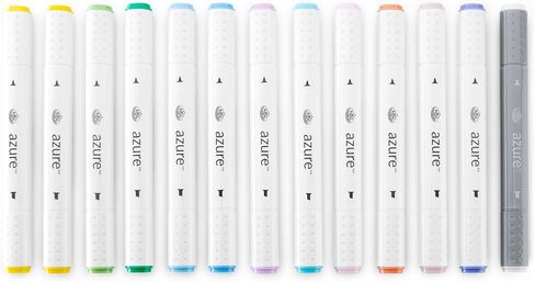 Royal & Langnickel Azure, 13pc Dual-Tip, Alcohol Based Marker Set, Includes - 12 Markers & 1 Blender, Spring Colors in Saudi Arabia