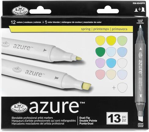 Royal & Langnickel Azure, 13pc Dual-Tip, Alcohol Based Marker Set, Includes - 12 Markers & 1 Blender, Spring Colors in Saudi Arabia