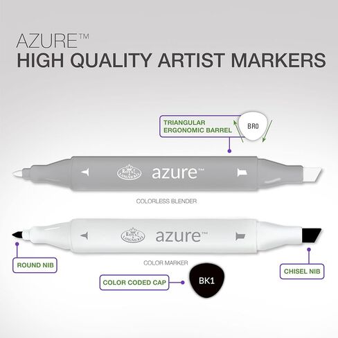 Royal & Langnickel Azure, 13pc Dual-Tip, Alcohol Based Marker Set, Includes - 12 Markers & 1 Blender, Spring Colors in Saudi Arabia