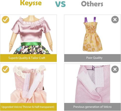 ملابس واكسسوارات الدمى - مجموعة من 20 قطعة عصرية لطيفة للدمى، 10 مجموعات ملابس عصرية تتضمن 5 فساتين، 5 توب 5 سراويل و10 احذية انيقة مختلفة in Kuwait