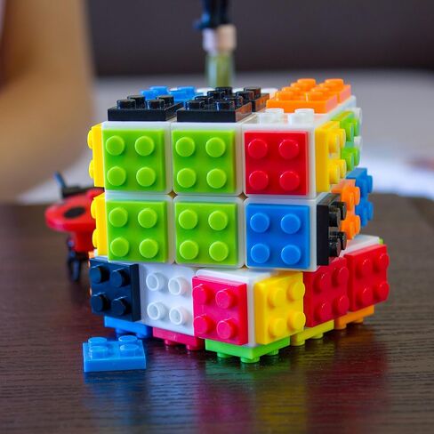 Brick Cube with Building Blocks, Mini Toy Included, Compatible with Lego Cube, Inspired by Rubix Cube for Kids - Educational Toy (Black) in Saudi Arabia