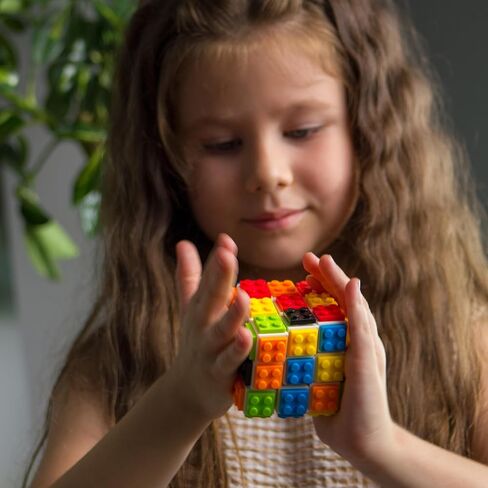 Brick Cube with Building Blocks, Mini Toy Included, Compatible with Lego Cube, Inspired by Rubix Cube for Kids - Educational Toy (Black) in Saudi Arabia