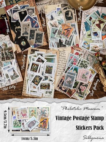 276Pcs Vintage Postage Stamps Stickers Pack, Decorative Stamp Stickers, Adhesive Stickers for Scrapbooking Bullet Planners DIY Art Crafts Calendars Notebook Travel Journal in Kuwait