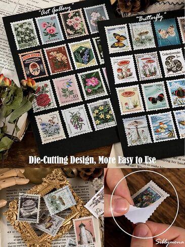 276Pcs Vintage Postage Stamps Stickers Pack, Decorative Stamp Stickers, Adhesive Stickers for Scrapbooking Bullet Planners DIY Art Crafts Calendars Notebook Travel Journal in Kuwait