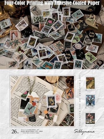 276Pcs Vintage Postage Stamps Stickers Pack, Decorative Stamp Stickers, Adhesive Stickers for Scrapbooking Bullet Planners DIY Art Crafts Calendars Notebook Travel Journal in Kuwait