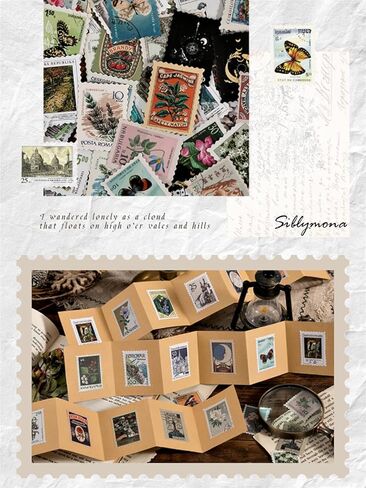 276Pcs Vintage Postage Stamps Stickers Pack, Decorative Stamp Stickers, Adhesive Stickers for Scrapbooking Bullet Planners DIY Art Crafts Calendars Notebook Travel Journal in Kuwait
