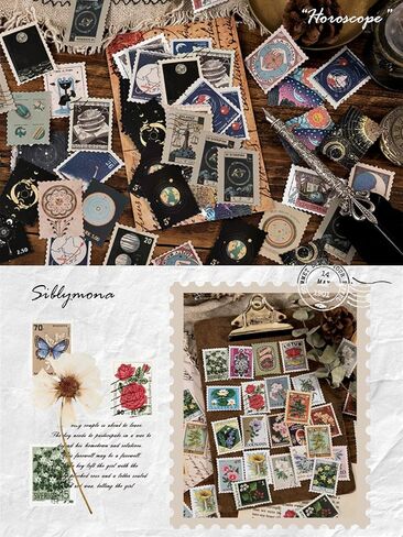 276Pcs Vintage Postage Stamps Stickers Pack, Decorative Stamp Stickers, Adhesive Stickers for Scrapbooking Bullet Planners DIY Art Crafts Calendars Notebook Travel Journal in Kuwait
