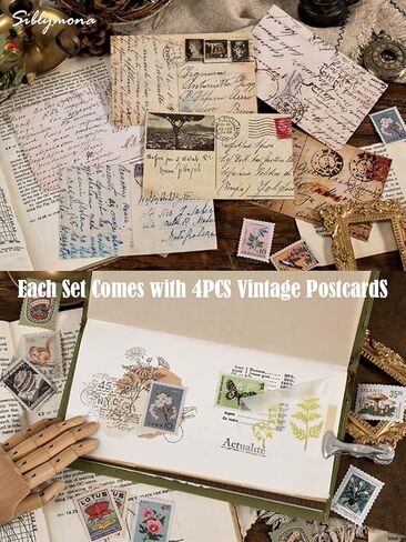 276Pcs Vintage Postage Stamps Stickers Pack, Decorative Stamp Stickers, Adhesive Stickers for Scrapbooking Bullet Planners DIY Art Crafts Calendars Notebook Travel Journal in Kuwait