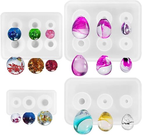 4 PCS Ball Silicone Resin Molds, AFUNTA Eggs Ball Epoxy Resin Molds Universe Spheroid Molds, Sphere Pendant Casting Molds for DIY Jewelry Making, Resin Crafts in Saudi Arabia