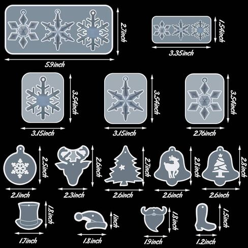 14 Pieces Christmas Resin Silicone Molds Christmas Snowflake Keychain Molds Christmas Tree Epoxy Casting Mold Christmas Theme Bell Mold with Hanging Hole for Christmas Home Party Decor Supplies in Saudi Arabia