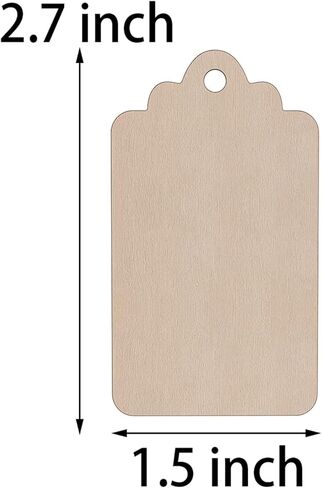 100 قطعة من البطاقات الخشبية الفارغة المستطيلة مقاس 2.7 × 1.5 انش مع فتحات وحبل بطول 32.8 قدم للعطلات وتزيين الطلاء بنفسك in Kuwait