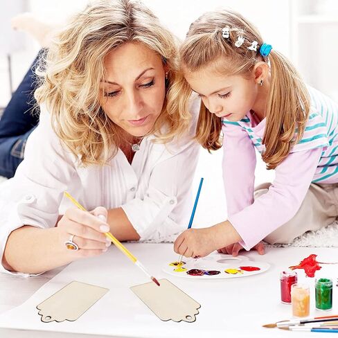 100 قطعة من البطاقات الخشبية الفارغة المستطيلة مقاس 2.7 × 1.5 انش مع فتحات وحبل بطول 32.8 قدم للعطلات وتزيين الطلاء بنفسك in Kuwait