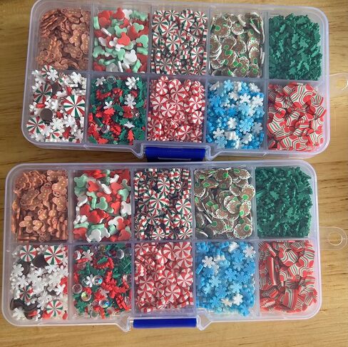 SBN Craft Supplies 70 جرام عيد الميلاد وهمية بوليمر كلاي طقم رش الحلوى - غير صالح للأكل 10 عبوات من زينة رشات الثلج الملونة من أجل الوحل سنو غلوب تمبلز مسمار الفن DIY كعكة الحلوى محاكاة الغذاء in Kuwait