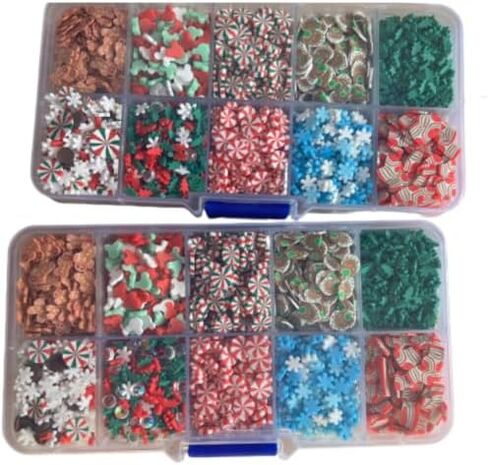 SBN Craft Supplies 70 جرام عيد الميلاد وهمية بوليمر كلاي طقم رش الحلوى - غير صالح للأكل 10 عبوات من زينة رشات الثلج الملونة من أجل الوحل سنو غلوب تمبلز مسمار الفن DIY كعكة الحلوى محاكاة الغذاء in Kuwait