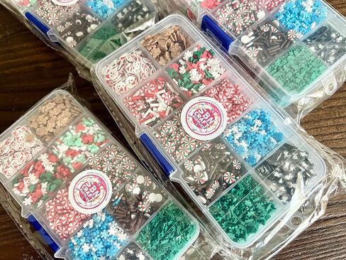 SBN Craft Supplies 70 جرام عيد الميلاد وهمية بوليمر كلاي طقم رش الحلوى - غير صالح للأكل 10 عبوات من زينة رشات الثلج الملونة من أجل الوحل سنو غلوب تمبلز مسمار الفن DIY كعكة الحلوى محاكاة الغذاء in Kuwait