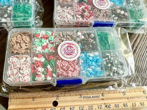 SBN Craft Supplies 70 جرام عيد الميلاد وهمية بوليمر كلاي طقم رش الحلوى - غير صالح للأكل 10 عبوات من زينة رشات الثلج الملونة من أجل الوحل سنو غلوب تمبلز مسمار الفن DIY كعكة الحلوى محاكاة الغذاء in Kuwait