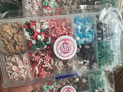 SBN Craft Supplies 70 جرام عيد الميلاد وهمية بوليمر كلاي طقم رش الحلوى - غير صالح للأكل 10 عبوات من زينة رشات الثلج الملونة من أجل الوحل سنو غلوب تمبلز مسمار الفن DIY كعكة الحلوى محاكاة الغذاء in Kuwait