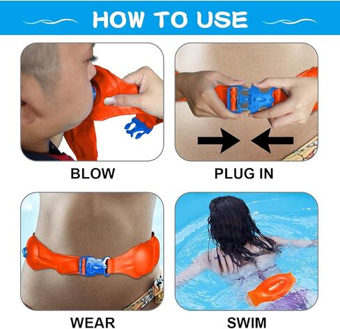 أحزمة سباحة للأطفال والكبار، (3 حزم) مساعد السباحة القابل للنفخ ، مع مشبك أمان قابل للتعديل ، عوامة سباحة محمولة للتدريب على السباحة وتطفو على الماء للأطفال الصغار (S+M+L) in Kuwait