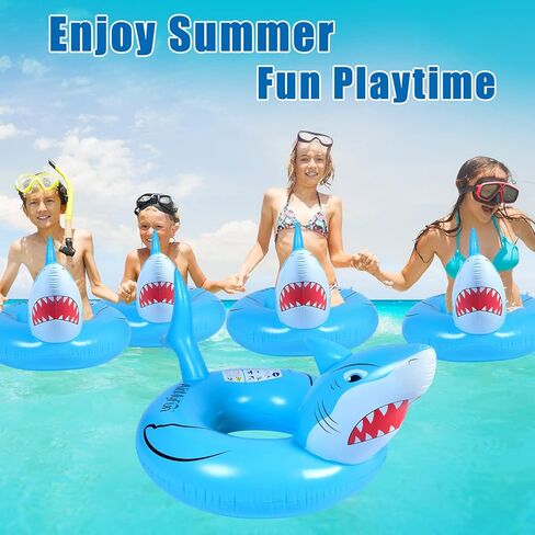 2 Pcs Shark Pool Float for Kids Adults Inflatable Swimming Tube Ring Toys Shark Swim Tube Ride on Pool Party Floaties for Beach Summer Swimming Pool Toy for Adults Teens in Saudi Arabia