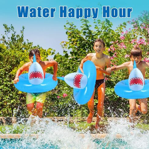 2 Pcs Shark Pool Float for Kids Adults Inflatable Swimming Tube Ring Toys Shark Swim Tube Ride on Pool Party Floaties for Beach Summer Swimming Pool Toy for Adults Teens in Saudi Arabia
