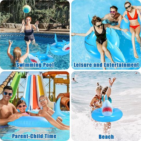2 Pcs Shark Pool Float for Kids Adults Inflatable Swimming Tube Ring Toys Shark Swim Tube Ride on Pool Party Floaties for Beach Summer Swimming Pool Toy for Adults Teens in Saudi Arabia