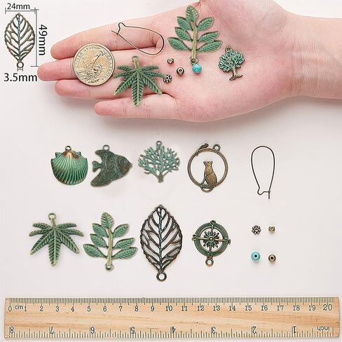 SUNNYCLUE 1 صندوق DIY 10 أزواج من الأقراط المتدلية البوهيمية الفيروزية العتيقة لصنع مجموعة المبتدئين من الأقراط المتدلية الرجعية من بوهو لوازم سحر أوراق الزهور للبالغين المبتدئين في صناعة المجوهرات in Kuwait