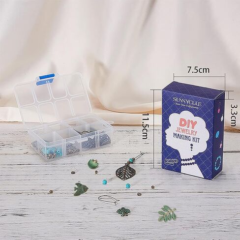 SUNNYCLUE 1 صندوق DIY 10 أزواج من الأقراط المتدلية البوهيمية الفيروزية العتيقة لصنع مجموعة المبتدئين من الأقراط المتدلية الرجعية من بوهو لوازم سحر أوراق الزهور للبالغين المبتدئين في صناعة المجوهرات in Kuwait