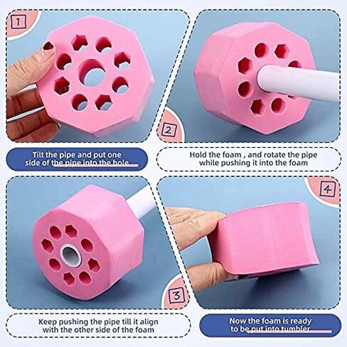 Tvoip Cup Turner Foams Tumbler Spinner Foams 7 Styles 9 Pieces Replacement Turner Foam Insert for 1/2 & 3/4 Inch PVC Pipe, Fit for 10 to 40 oz Tumblers Bottles Cups Tumbler Spinner in Saudi Arabia