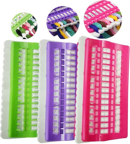 Yunnyp 50 موضع رف منظم لخيط التطريز، منظمو الخيوط لأدوات التطريز المتقاطعة أدوات الخياطة مجموعة حامل الإبرة مع 4 قطع بطاقات مشروع فارغة قابلة للاستبدال in Kuwait