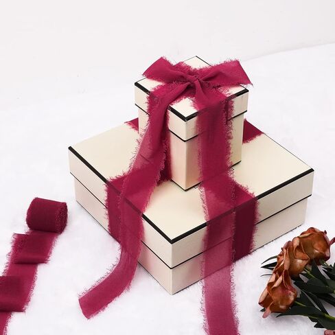 3 Rolls Light Purple Handmade Fringe Chiffon Ribbon 1.5" x 7Yd Yard Silk-Like Ribbon Colorful Rustic Ribbon for Bouquets Wrapping Decor Wedding Tie Invitations Crafts in Kuwait