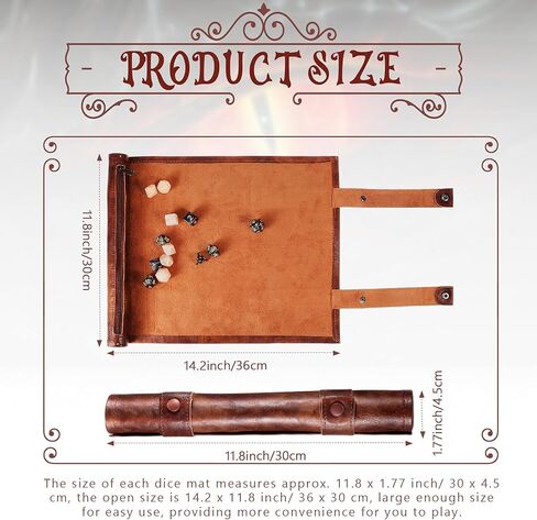 Dice Tray Dice Mat Folding Rolling Mat Dice Scroll Leather Dice Holder Bag Storage Box Compatible with DND RPG Table Game Dice (Brown,1 Piece) in Saudi Arabia