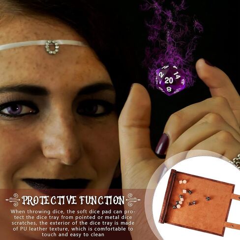 Dice Tray Dice Mat Folding Rolling Mat Dice Scroll Leather Dice Holder Bag Storage Box Compatible with DND RPG Table Game Dice (Brown,1 Piece) in Saudi Arabia