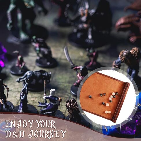 Dice Tray Dice Mat Folding Rolling Mat Dice Scroll Leather Dice Holder Bag Storage Box Compatible with DND RPG Table Game Dice (Brown,1 Piece) in Saudi Arabia
