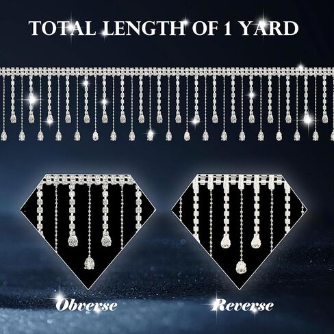 Sinor 1 Yard Rhinestone Fringe Trim, Tassel Chain Crystal Diamond Beaded Rhinestones Ribbon for DIY Sewing Clothing Jeans Wedding Party Craft Decoration Accessories -Rosegold, Style D in Saudi Arabia