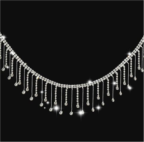 Sinor 1 Yard Rhinestone Fringe Trim, Tassel Chain Crystal Diamond Beaded Rhinestones Ribbon for DIY Sewing Clothing Jeans Wedding Party Craft Decoration Accessories -Rosegold, Style D in Saudi Arabia