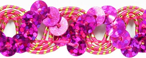 Expo International Oona RIC Rac Cord & Zig Zag Hologram Sequin Spool | Fuchsia | (3 Yard Cut) Trim, 3 yd in Saudi Arabia