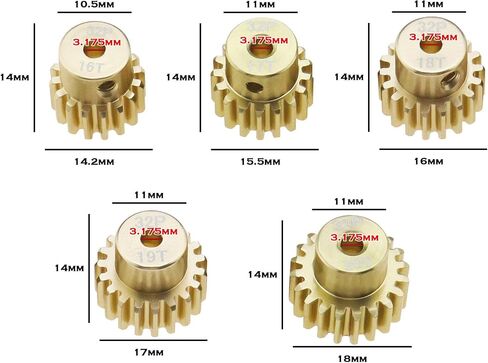 ECSiNG 5PCS 32DP 3.175mm Pinion Motor Gear Set 12T 13T 14T 15T 16T for 1/10 RC Car 3650 540 550 Brushless Motor Shaft Sprocket Replacement Parts in Saudi Arabia