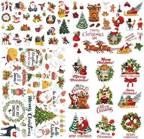 Christmas Iron on Patch Bears Heat Transfer Sticker Xmas Hat Snowflake Pattern Scarf Merry Christmas Sticker Decal Vinyl Applique for Jeans T- Shirts Jackets Backpacks Tote Bags Pillows Decoration in Saudi Arabia