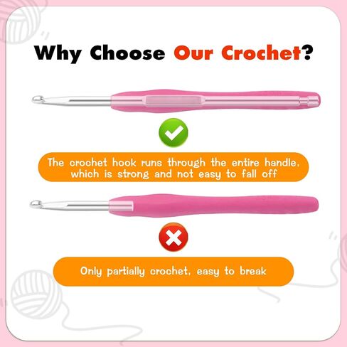3.0mm Crochet Hook, Ergonomic Handle for Arthritic Hands Extra Long  Knitting Needles for Beginners and Experienced Crochet Hooks Lovers, Handmade DIY Knitting Crochet in Kuwait
