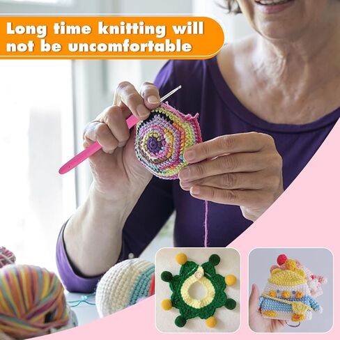 3.0mm Crochet Hook, Ergonomic Handle for Arthritic Hands Extra Long  Knitting Needles for Beginners and Experienced Crochet Hooks Lovers, Handmade DIY Knitting Crochet in Kuwait