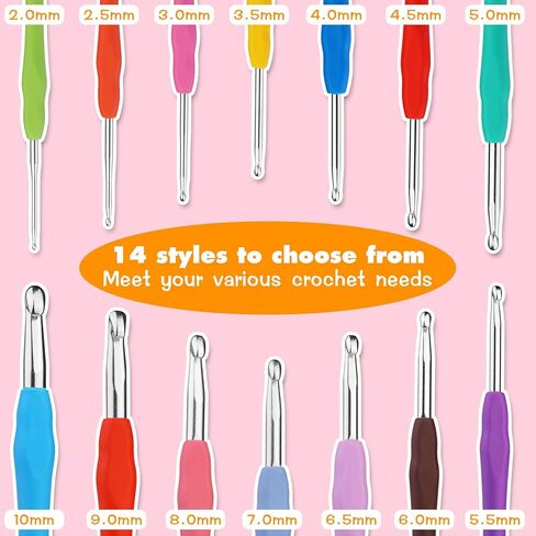 3.0mm Crochet Hook, Ergonomic Handle for Arthritic Hands Extra Long  Knitting Needles for Beginners and Experienced Crochet Hooks Lovers, Handmade DIY Knitting Crochet in Kuwait