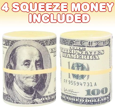 ArtCreativity Squeeze Money Stress Relief Toys, Set of 4, Slow Rise Squeezy Toys for Kids and Adults, Casino Party Favors, Sensory Toys for Children, Vegas Party Supplies, Fun Goodie Bag Fillers in Saudi Arabia