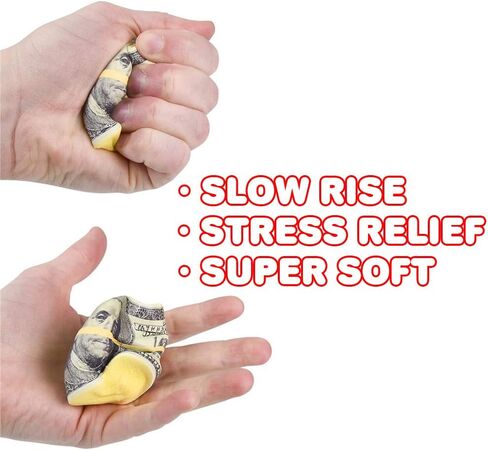 ArtCreativity Squeeze Money Stress Relief Toys, Set of 4, Slow Rise Squeezy Toys for Kids and Adults, Casino Party Favors, Sensory Toys for Children, Vegas Party Supplies, Fun Goodie Bag Fillers in Saudi Arabia