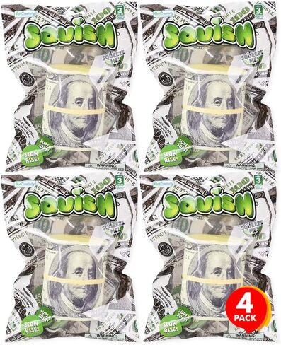 ArtCreativity Squeeze Money Stress Relief Toys, Set of 4, Slow Rise Squeezy Toys for Kids and Adults, Casino Party Favors, Sensory Toys for Children, Vegas Party Supplies, Fun Goodie Bag Fillers in Saudi Arabia