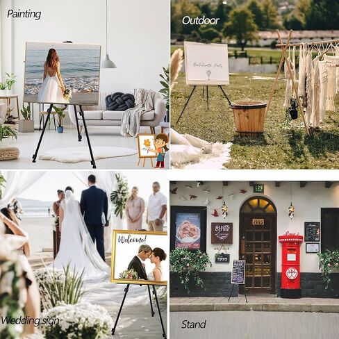 حامل عرض اللوحة الفنية من Aokbean، حامل حامل حامل معدني من الألومنيوم قابل للحمل، ملصقات فنية من القماش، لافتات عرض الصور، حامل حامل ثلاثي القوائم مع حقيبة لرسم الأرضية، اللوحة (66 باللون الأسود - عبوتان) in Kuwait