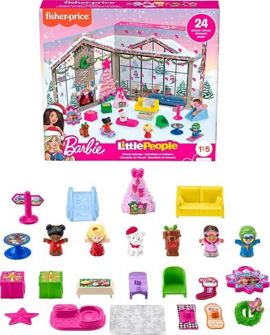 Fisher-Price Little People Barbie Advent Calendar and Toddler Playset, 24 Christmas Figures and Play Pieces (Amazon Exclusive) in Saudi Arabia