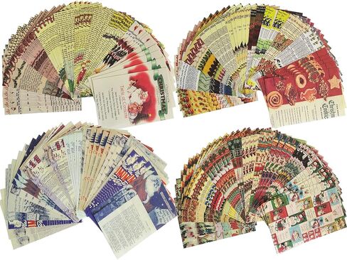 200 قطعة من مستلزمات سجل القصاصات الورقية لعيد الميلاد العتيق لمجلات الرصاصات ومجلة غير المرغوب فيها ديكور الغرفة جدار الفن الكولاج DIY ألبوم الحرف اليدوية إطارات الصور المنزلية in Kuwait