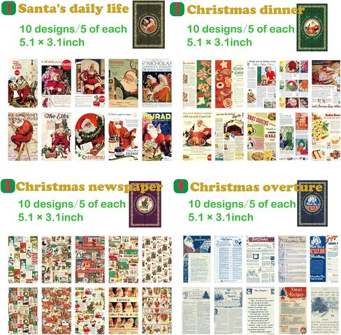 200 قطعة من مستلزمات سجل القصاصات الورقية لعيد الميلاد العتيق لمجلات الرصاصات ومجلة غير المرغوب فيها ديكور الغرفة جدار الفن الكولاج DIY ألبوم الحرف اليدوية إطارات الصور المنزلية in Kuwait