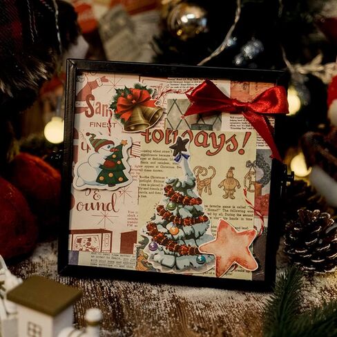 200 قطعة من مستلزمات سجل القصاصات الورقية لعيد الميلاد العتيق لمجلات الرصاصات ومجلة غير المرغوب فيها ديكور الغرفة جدار الفن الكولاج DIY ألبوم الحرف اليدوية إطارات الصور المنزلية in Kuwait